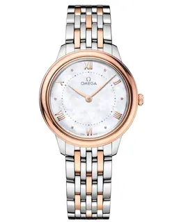 Omega De Ville Prestige Quartz 30mm Mother of Pearl Dial 18k Rose Gold and Steel Women's Watch 434.20.30.60.05.001
