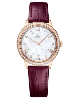 Omega De Ville Prestige Quartz 30mm Mother of Pearl Dial Diamond Leather Strap Women's Watch 434.58.30.60.55.001