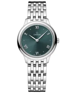 Omega De Ville Prestige Quartz 27.5mm Green Dial Steel Women's Watch 434.10.28.60.10.001