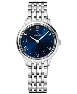 Omega De Ville Prestige Quartz 30mm Blue Dial Steel Women's Watch 434.10.30.60.03.001