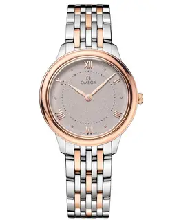Omega De Ville Prestige Quartz 30mm Rose Dial 18k Rose Gold and Steel Women's Watch 434.20.30.60.02.001