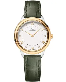 Omega De Ville Prestige Quartz 30mm Silver Diamond Dial Leather Strap Women's Watch 434.23.30.60.52.002