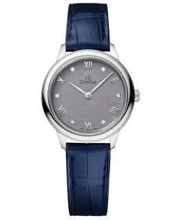 Omega De Ville Prestige Quartz 27.5mm Lavender Diamond Dial Leather Strap Women's Watch 434.13.28.60.53.001