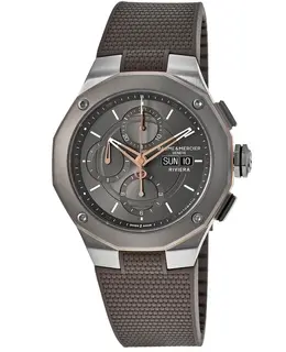 Brand New Authentic Baume & Mercier Riviera Chronograph Grey Dial Rubber Strap Men's Watch m0a10722