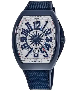 Franck Muller Vanguard Yachting - Men's White Dial Blue Arabic Numeral & Blue Hands Ceramic Case Watch Model V45SCYACHCRBLMCBLW