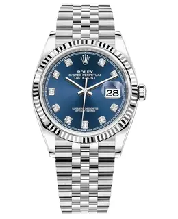 Rolex Datejust 36, Model M126234-0037: White Gold & Steel Case with Diamond Blue Dial and Jubilee Bracelet