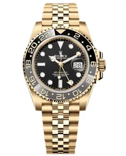 Authentic Rolex GMT Master ll Yellow Gold Black Dial Jubilee Bracelet Men's Watch Model M126718GRNR-0001 - New 2023