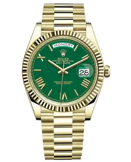 Brand New Authentic Rolex Day Date 40 M228238-0061: Yellow Gold Case, Green Roman Dial Men's Watch
