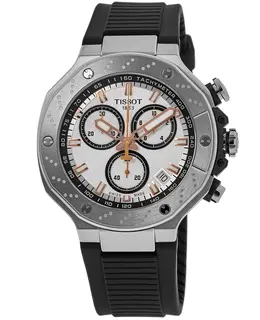 Tissot T-Race Chronograph White Dial Silicone Strap Men's Watch - Model: T141.417.17.011.00