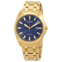 Citizen Peyten Eco-Drive Mens Watch BM7532-54L - Analog Blue Dial with Gold Tone Elements
