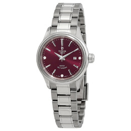 Tudor Automatic Burgundy Diamond Dial Ladies Watch, Ref. M12100-0015