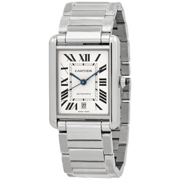 Pre-Owned Cartier Tank WSTA0053 Silver Dial Mens Automatic Watch