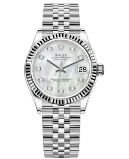 Rolex Datejust 31 Stainless Steel and White Gold Mother-of-Pearl Diamond Dial Women's Watch Model M278274-0006