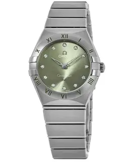 Omega Constellation Quartz 28 MM Green Diamond Dial Steel Women's Watch 131.10.28.60.60.001