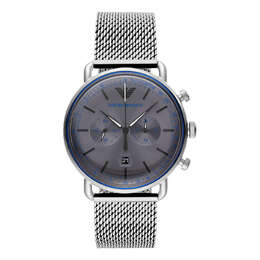 Emporio Armani AR11383 Men’s Chronograph Watch, Grey Dial Stainless Steel