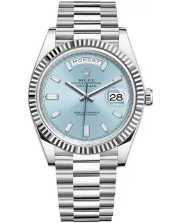 Rolex Day-Date 40 Platinum Ice-Blue Diamond Dial Men's Watch - M228236-0006