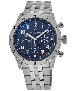 Breitling Super Avi B04 Chronograph GMT 46 Tribute to F4U Corsair Blue Dial Steel Men's Watch, Model AB04451A1C1A1