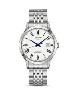 Часы Longines Record, 40 мм, мультиколор 3113267 | white/silver