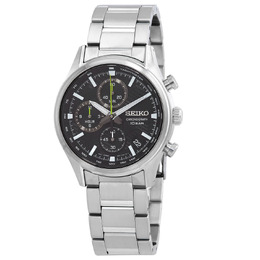 Seiko Dress Chronograph Quartz Black Dial Mens Watch ssb419p1