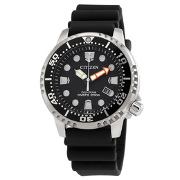 Citizen Eco-Drive Promaster Mens Watch BN0150-10E: Silver Stainless Steel Case, Black Rubber Strap, Analog with Date