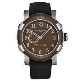 RJTIAU.301.10 Romain Jerome Titanic Automatic Mens Brown Dial Watch - Stainless Steel Case with Black Rubber Strap, Fixed Bezel
