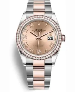 Rolex Datejust 36, Model M126281RBR-0016: Authentic Women's Watch with Rose Gold Dial and Diamond Pave Bezel