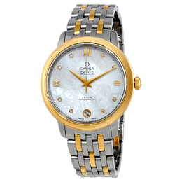 Pre-owned Omega De Ville Diamond White Mother of Pearl Dial Ladies Watch 424.20.33.20.55.002