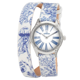 Omega De Ville Quartz Diamond White Dial Ladies Watch 428.17.26.60.04.001