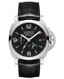Panerai Luminor Bitempo Black Dial Leather Strap Men's Watch pam01360