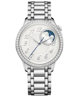 Vacheron Constantin Egerie Moon Phase Silver Dial Diamond Stainless Steel Women's Watch 8005F120AB497