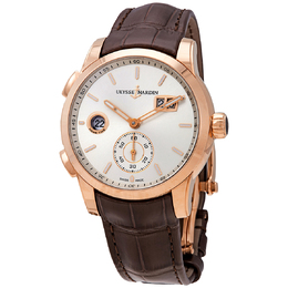 Pre-owned Ulysse Nardin Dual Time GMT Silver Dial Mens Watch, Model 3346-126/91
