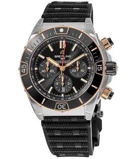 Breitling Super Chronomat B01 44 Rose Gold & Steel Rubber Strap Men's Watch ub0136251b1s1