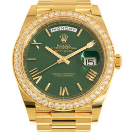 Rolex Day-Date M228348rbr-0040 Green Dial Mens Yellow Gold Automatic President Watch