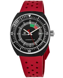Tissot Sideral S Powermatic 80 Black Dial Red Rubber Strap Men's Watch t145.407.97.057.02