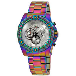 Rainbow Ion Plated Stainless Steel Case Invicta Bolt Chronograph White Dial Mens Watch 25520