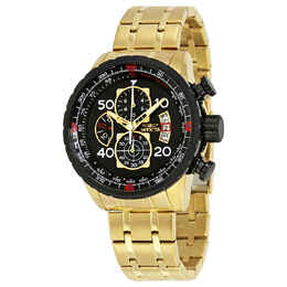 Invicta Aviator Chronograph 17206 Black Dial Gold-plated Mens Watch