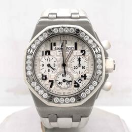 Pre-owned Audemars Piguet Royal Oak Offshore Chronograph Diamond Silver Dial Mens Watch 26048sk.zz.d010ca.01