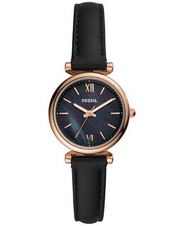 Женские мини-часы Carlie с кожаным ремешком, 28 мм Fossil, черный 10231410 | black