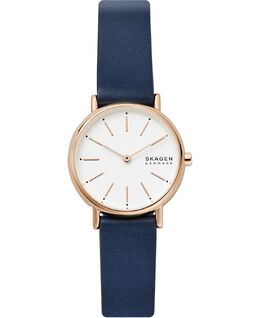 Женские часы Signatur с темно-синим кожаным ремешком, 30 мм Skagen 10340369 | navy