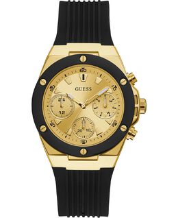 Часы унисекс с черным силиконовым ремешком 39 мм Guess, золотой 10515421 | gold