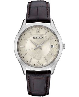 Женские часы Essential с коричневым кожаным ремешком, 30 мм Seiko 11971015 | blush/cream