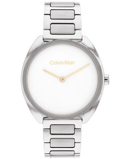 Женские серебристые часы-браслет из нержавеющей стали, 34 мм Calvin Klein, серебро 15735024 | silver