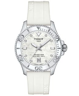 Женские часы Swiss Seastar 1000 с белым силиконовым ремешком, 36 мм Tissot 15961023 | no color