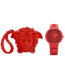 Женские швейцарские часы Medusa Pop с красным силиконовым ремешком, 39 мм, комплект Versace, красный 16754807 | red