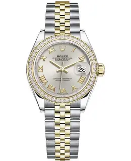 Rolex Lady Datejust 28mm - Yellow Gold and Stainless Steel with Diamond Bezel and Silver Dial