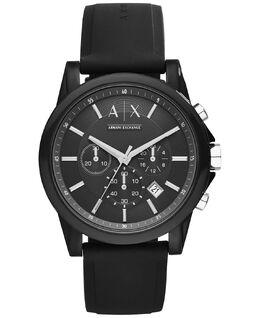 Часы унисекс с хронографом, черный силиконовый ремешок, 44 мм AX1326 Armani Exchange, черный 2634753 | black