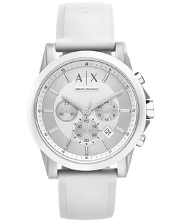 Часы унисекс с хронографом, белый силиконовый ремешок, 44 мм AX1325 Armani Exchange, белый 2634752 | white