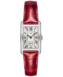 Женские швейцарские часы DolceVita с красным кожаным ремешком 23x37 мм Longines, серебро 16123405 | silver