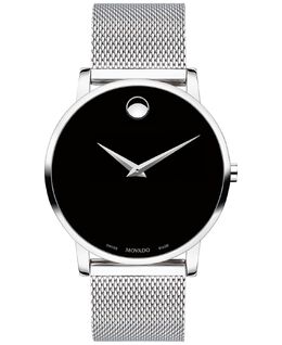 Часы-унисекс Swiss Museum Classic с сетчатым браслетом из нержавеющей стали, 40 мм Movado, серебро 6190564 | silver