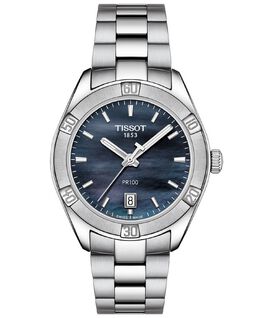 Женские швейцарские часы PR 100 Sport Chic T-Classic серого цвета с браслетом из нержавеющей стали, 36 мм Tissot 6455547 | no color